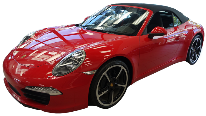 Red Porsche 911 convertible